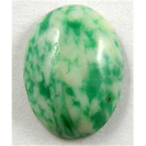 Snowflake Chrysoprase, Cabochon, flat-back Oval, 13x18mm