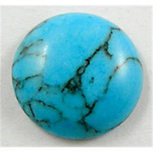 blue Turquoise Cabochon, flat-back round, 8mm dia