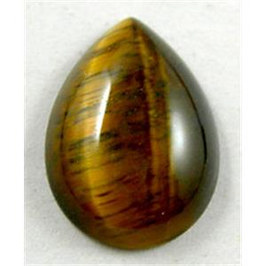 Tiger eye stone, Cabochon, flat-back Teardrop, 10x14mm