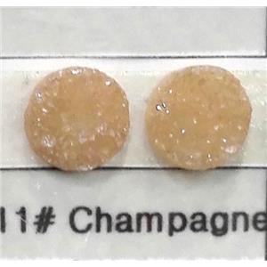 quartz druzy cabochon, flat-round, champagne, approx 16mm dia