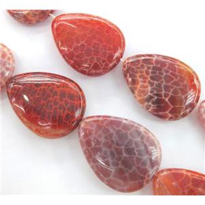 Fire Ruby Agate beads, teardrop, grade A, 30x40mm, approx 10pcs per st