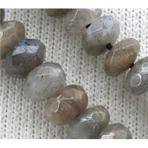 Labradorite Stone bead, faceted rondelle, approx 5x8mm