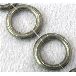 natural Pyrite Beads, ring, approx 18mm dia, 15.5 inches length