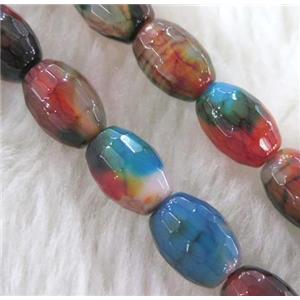 Dichromatic Agate beads, faceted barrel, colorful, approx 8x12mm, 15.5 inches