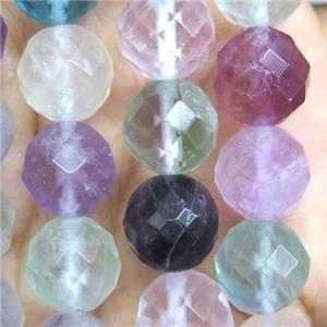 rainbow Fluorite beads, faceted round, approx 10mm dia, 15.5 inches