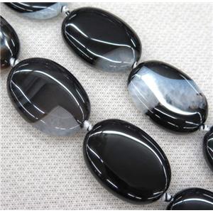 Agate Druzy oval beads, white black, approx 25x35mm