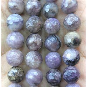 Charoite beads, faceted round, approx 8mm dia