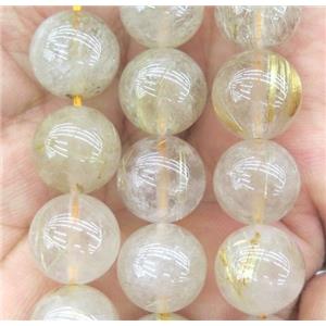 Golden Rutilated Quartz beads, round, grade-AB+, approx 12mm dia