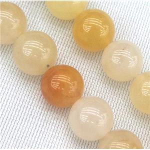 Chinese Yellow Honey Jade Beads Smooth Round, approx 12mm dia