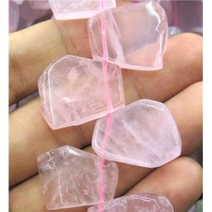 rose quartz beads collar, teardrop, pink, top drilled, approx 16-25mm