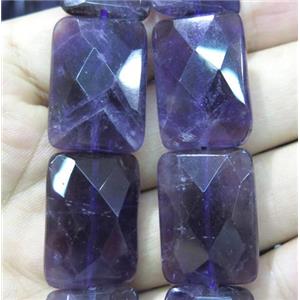 amethyst bead, faceted rectangle, approx 20x30mm