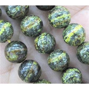 Green Silver-line jasper bead, round, 10mm dia, approx 38pcs per st