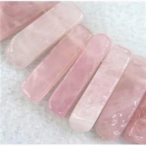 Madagascar Rose Quartz bead for necklace, stick, approx 15-50mm