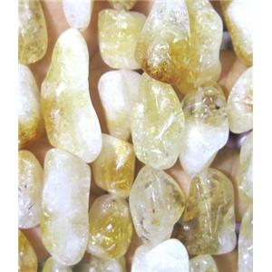 citrine beads, freeform, yellow, approx 15-25mm