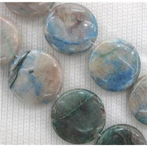 Azurite beads, flat-round, approx 16mm dia