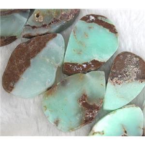 Australian chrysoprase beads for necklace, green, teardrop, approx 15x20-27x40mm