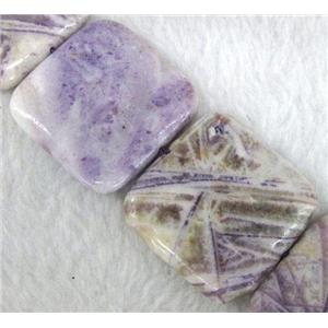 purple jasper beads, square, approx 35x35mm, 15.5 inches