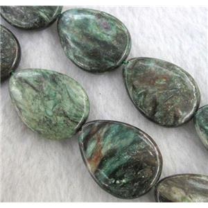 natural Emerald Bead, flat teardrop, approx 13x18mm