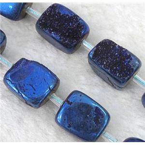 druzy quartz beads, freeform, blue electroplated, approx 10-15mm, 15.5 inches