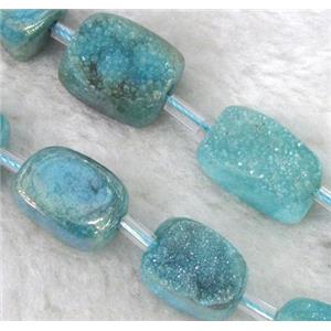 druzy quartz beads, freeform, blue electroplated, approx 10-15mm, 15.5 inches