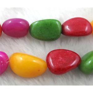 colorful opal jade beads, erose, drip, approx 16x22mm