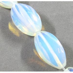 opalite beads, white, twist, 10x20mm, approx 20pcs per st