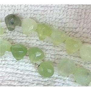 green aventurine bead, faceted teardrop, approx 8-9mm