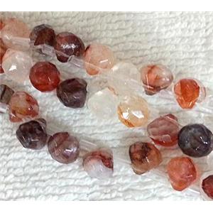 red carnelian bead, faceted teardrop, approx 8-9mm