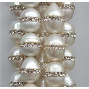 shell pearl paved rhinestone, approx 10x14mm, approx 28pcs per st