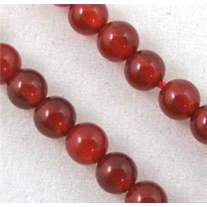 red agate bead, tiny, round, approx 3mm dia, 15.5 inches