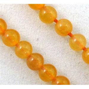 jade bead, tiny, round, orange, approx 2mm dia, 15.5 inches