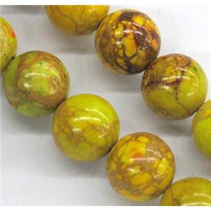 Sea Sediment Jasper beads, yellow, round, approx 6mm dia