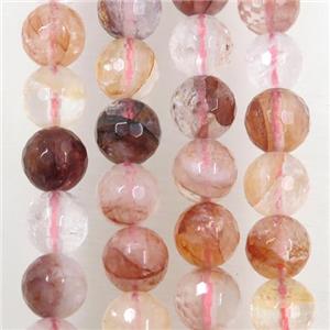 red Iron-Quartz beads Ferruginous faceted round, approx 10mm dia, 15.5 inches