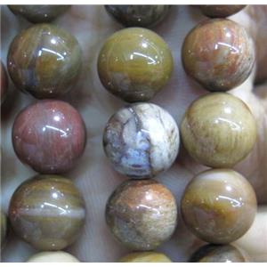 wooden Petrified Jasper beads, round, approx 12mm dia, 15.5 inches