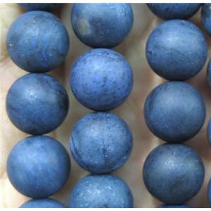 round blue Dumortierite jasper beads, matte, approx 10mm dia, 15.5 inches