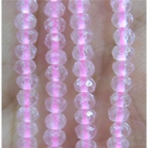 tiny Rose Quartz bead, faceted rondelle, approx 4mm dia