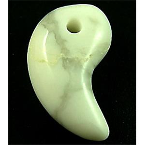 White Turquoise Comma Magatama Pendants, 14x22mm