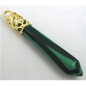 malachite pendant, stick, point, approx 10x65mm