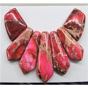 Red Imperial Jasper Teardrop Pendant, approx 16x42x7mm, 28x21x7mm