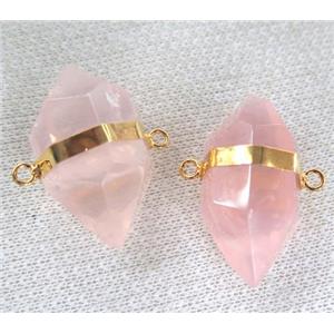 rose quartz connector with double point, approx 20-30mm