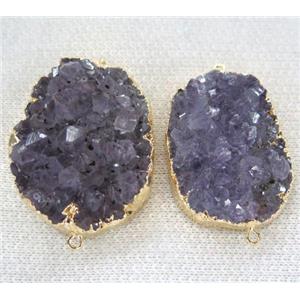 druzy amethyst connector, freeform, approx 15-30mm