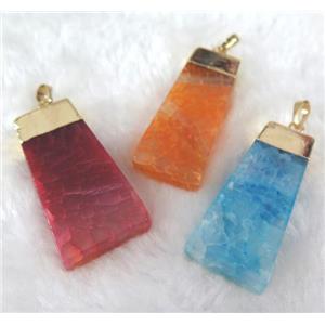 agate pendant, trapeziform, mixed color, approx 20-60mm