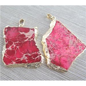 hotpink Sea Sediment Jasper pendant, freeform, approx 20-60mm