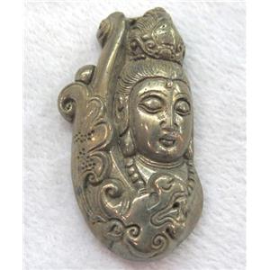 pyrite pendant, guanyin, approx 35-70mm