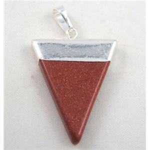 gold sandstone pendant, triangle, approx 25-35mm