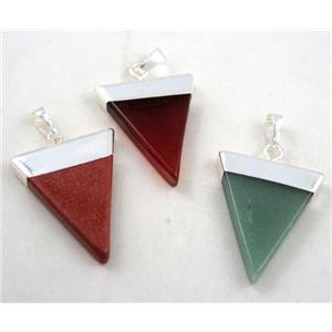 mixed gemstone pendant, triangle, approx 25-35mm