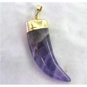 Amethyst horn pendant, purple, approx 12-40mm