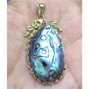 Paua Abalone shell pendant, freeform, approx 20-40mm