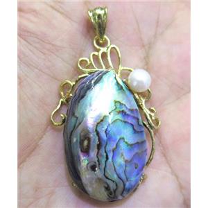 Paua Abalone shell pendant, freeform, approx 20-40mm