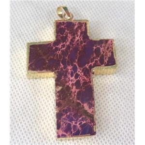 purple Sea Sediment cross pendant, approx 30-50mm